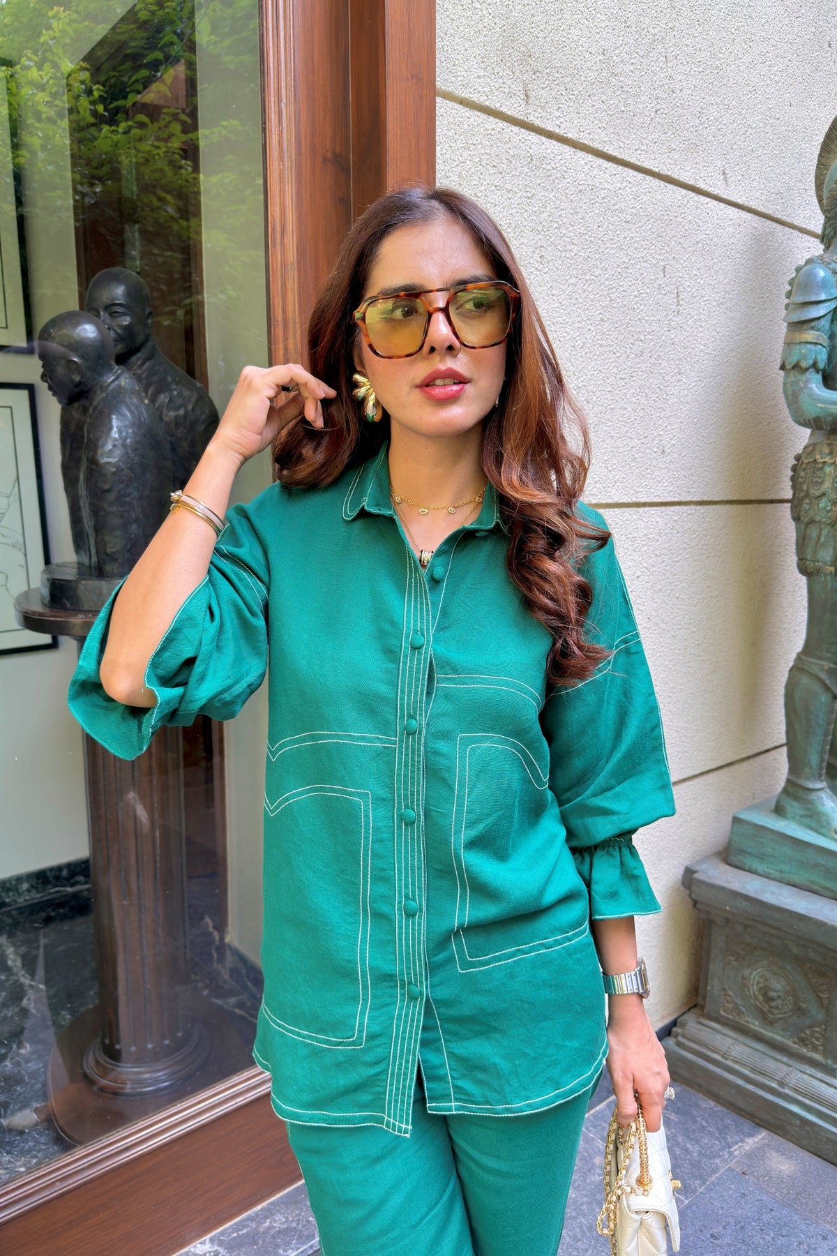 Halo Co-ord Set - Basil Green